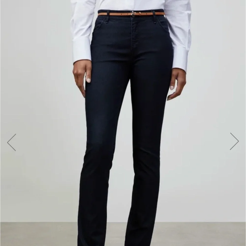 🔥 SALE LAFAYETTE 148 New York Thompson Italian Primo Denim Jeans in Coated Blac…